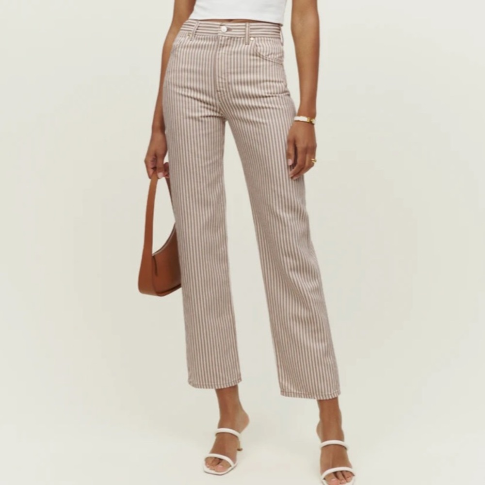 Cowboy Striped High Rise Straight Jeans